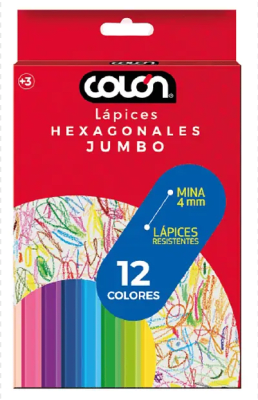 Lapices hexagonales 12 colores jumbo COLON
