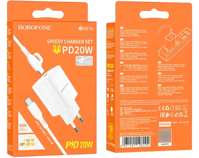 Cargador Borofone Tipo C a C PD20W BA81A