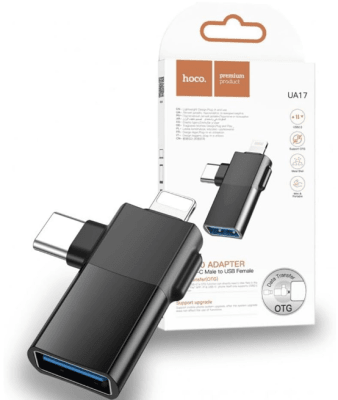 Adaptador HOCO UA17 2-en-1 Lightning / USB-C a USB