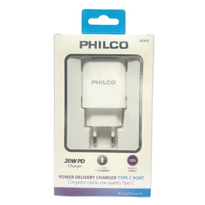 Cargador de Pared sin Cable Philco 20W tipo C