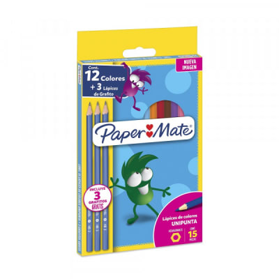 Lapices colores Paper Mate x 12 + 3 grafito Lapices colores Paper Mate x 12 + 3 grafito