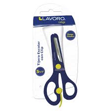 Tijera Escolar Punta Roma Con clip Lavoro