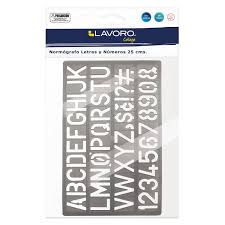 Normografo letras y numeros 25 cms