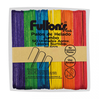 Palos de Helados Colores Jumbo 50 unid. FULTONS