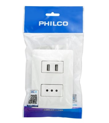 Enchufe para Muro 1 toma + 2 USB Philco1