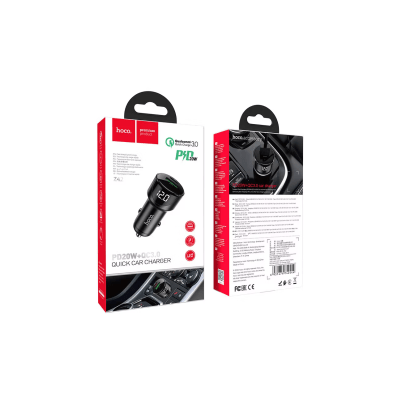 Cargador para auto Z42 turbo 3.0 Hoco C y USB  Rojo