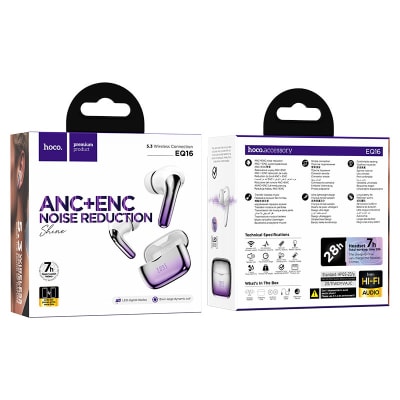 Audifonos TWS Hoco EQ16 reducción de Ruido Morado