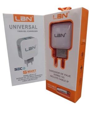 Cargador 2 USB Lightning 2.1A LBN