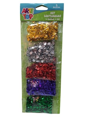 Set Lentejuelas 5 Colores Arte Top