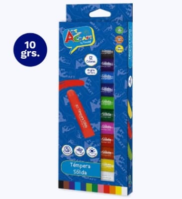 Témpera Sólida 12 Colores ART AND CRAFT1