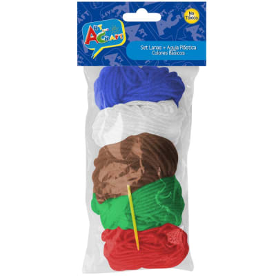 Set Lanas + Aguja Plástica Colores Básicos