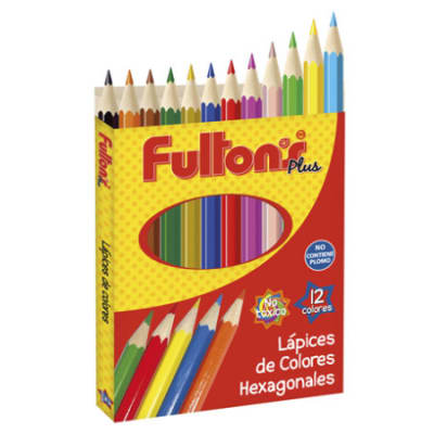 Lápices de colores hexagonales cortos x12 Fultons