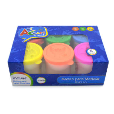 Masas para Modelar 50grs. 6 Colores Art y Craf1