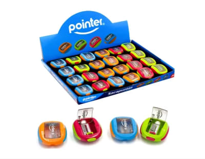 Sacapunta deposito con tapa a presión POINTER