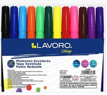 Plumones Escolares Lavoro x12