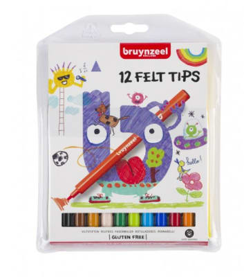 Set marcadores 12 colores felt tips Bruynzeel