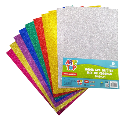 Sobre goma eva  glitter 10 unidades ARTE TOP