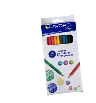 Lapices Colores Triangulares 12 colores LAVORO
