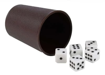 Juego de 5 dados + cubilete Fournier