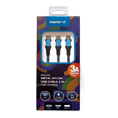 Cable Usb Master G 3 En 1 Micro Tipo C y Para IPhone Master g