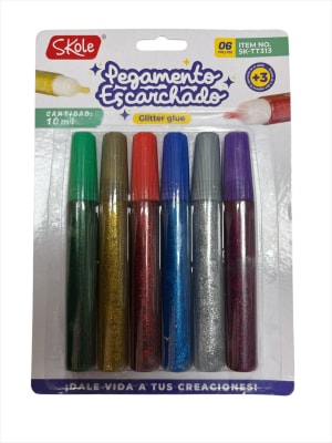 Glitter Glue 6 colores 10 ml Skole