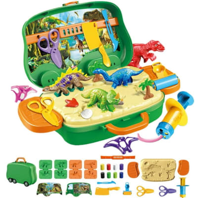 Maletin de masa moldeable dinosaurio  + accesorios