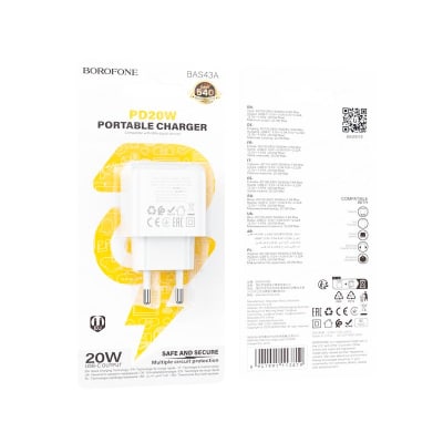 Adaptador Pared Borofone Tipo C PD20W BAS43A
