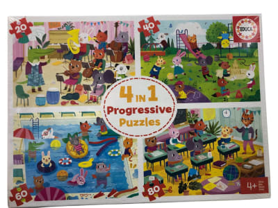 Puzzle Un dia en la escuela 4 en 1