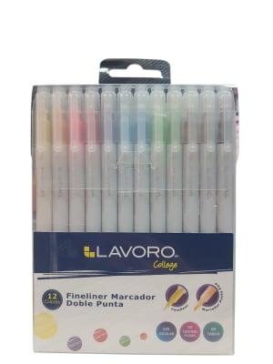 Marcador doble punta Fineliner 12 colores Lavoro