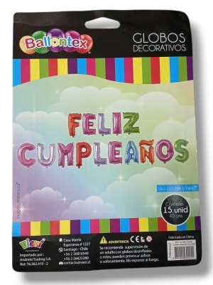 Kit Globos Helio Letras Feliz Cumpleaños1