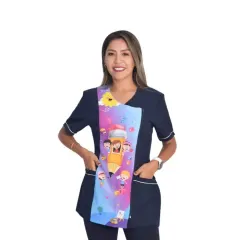 Delantal educadora modelo Grafito azul marino