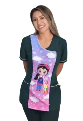 Delantal educadora modelo Naisha verde botella