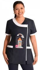 Delantal educadora modelo Rapuncel azul marino