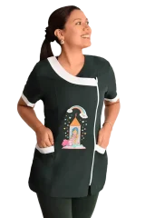 Delantal educadora modelo Rapuncel verde botella