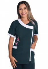 Delantal antifluidos educadora modelo Briella verde botella