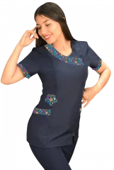 Delantal educadora modelo Rayito azul marino