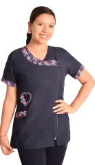 Delantal educadora modelo Primaveral azul marino