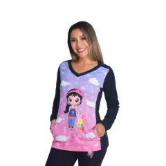 Polera manga larga educadora Miss azul marino