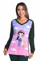 Polera manga larga educadora Miss verde botella