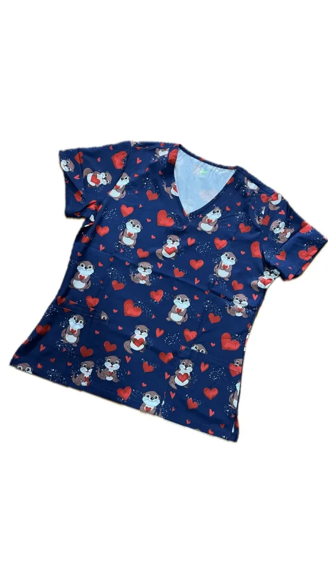 Top clinico estampado nutrias azul marino 500V-1876NV1