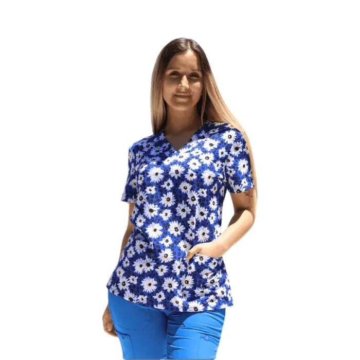 Top clinico estampado margaritas 500V-1579BL1