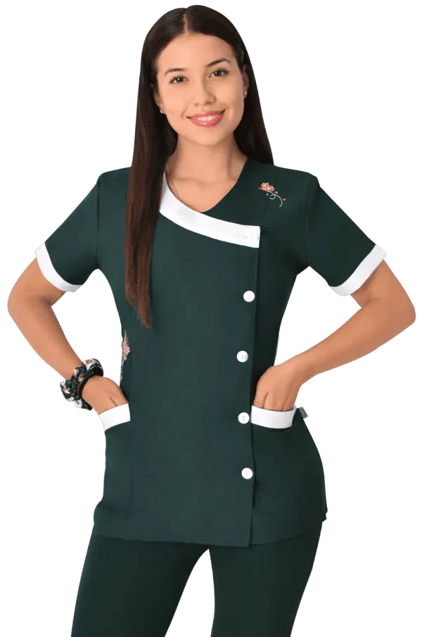 Delantal educadora modelo Sarah Verde Botella1