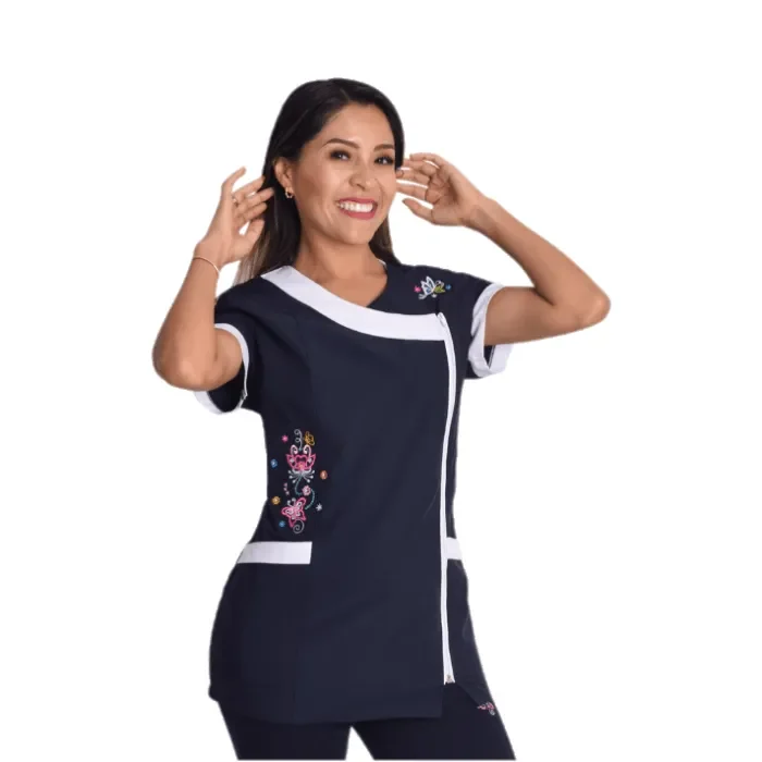 Delantal antifluidos educadora modelo Briella azul marino1