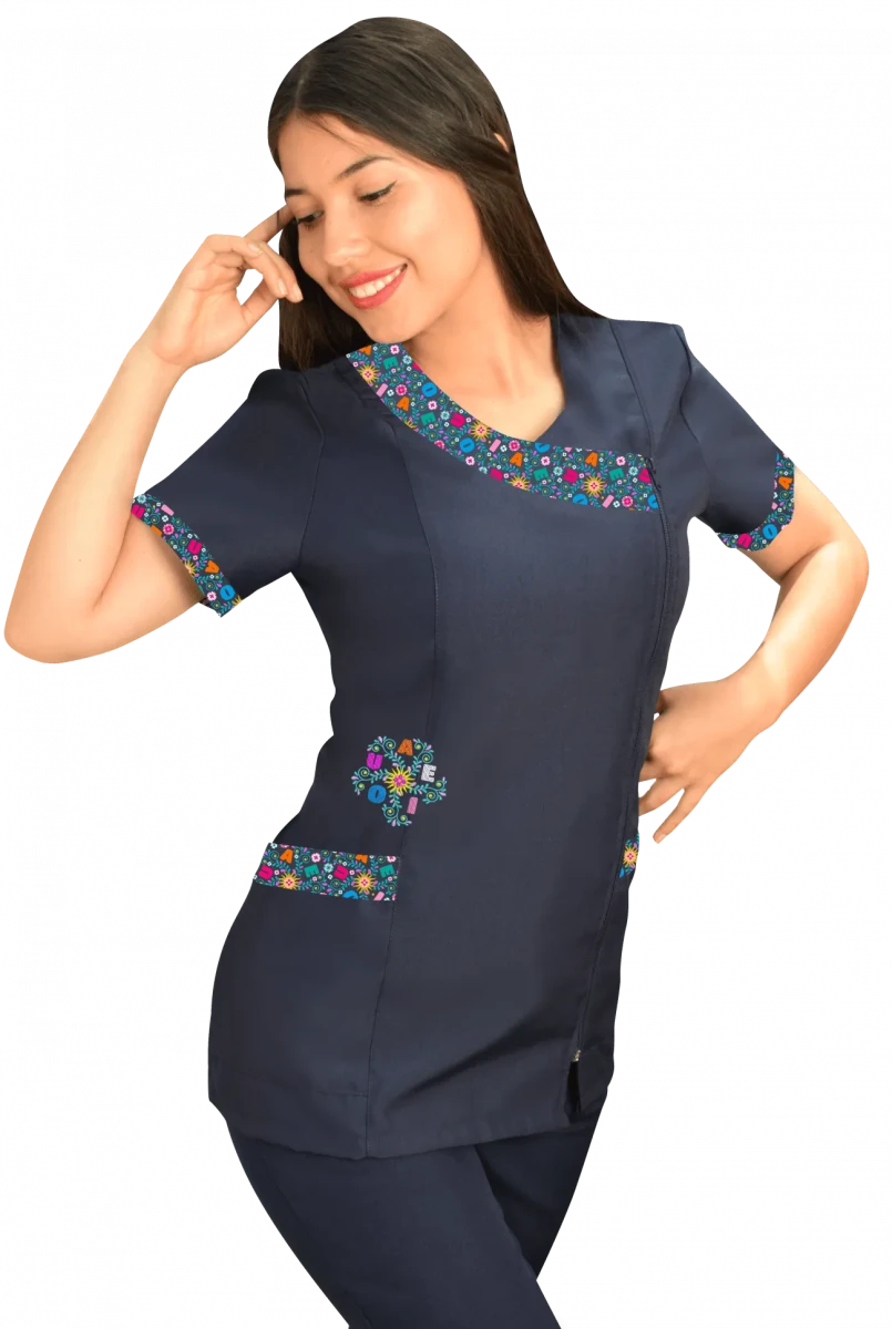 Delantal educadora modelo Rayito azul marino1
