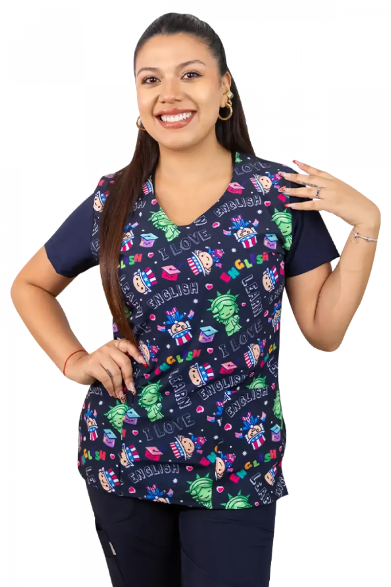 Blusa educadora antifluido modelo Teacher Azul marino1