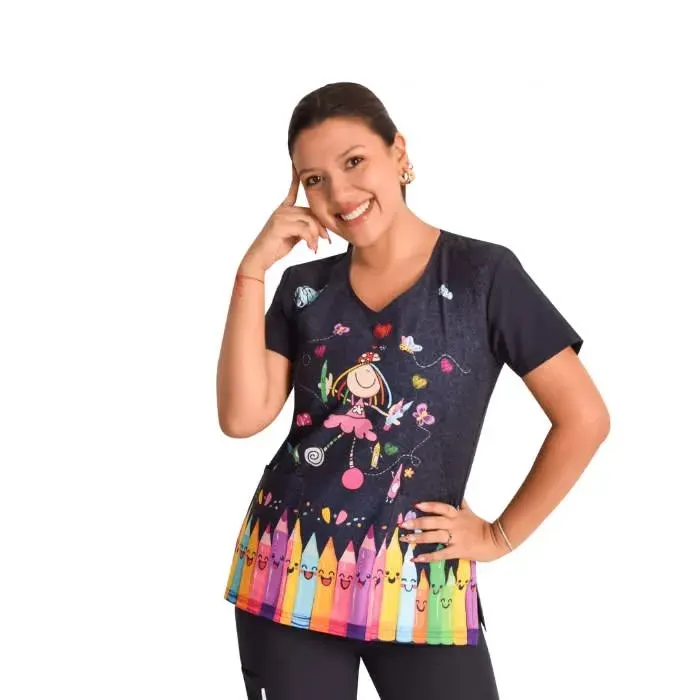 Blusa educadora antifluido modelo Patona azul marino1