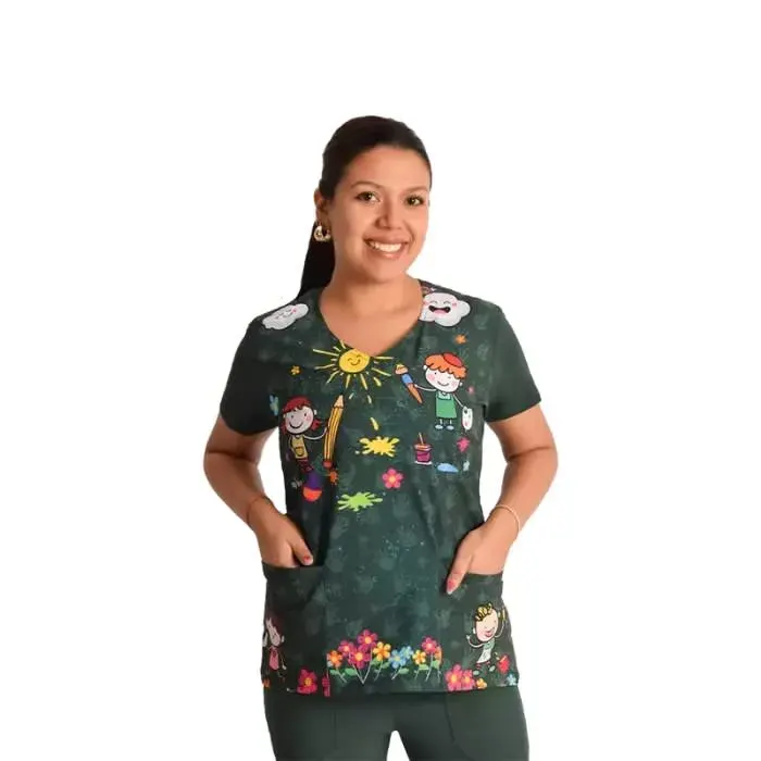 Blusa educadora antifluido modelo Acuarela verde botella1