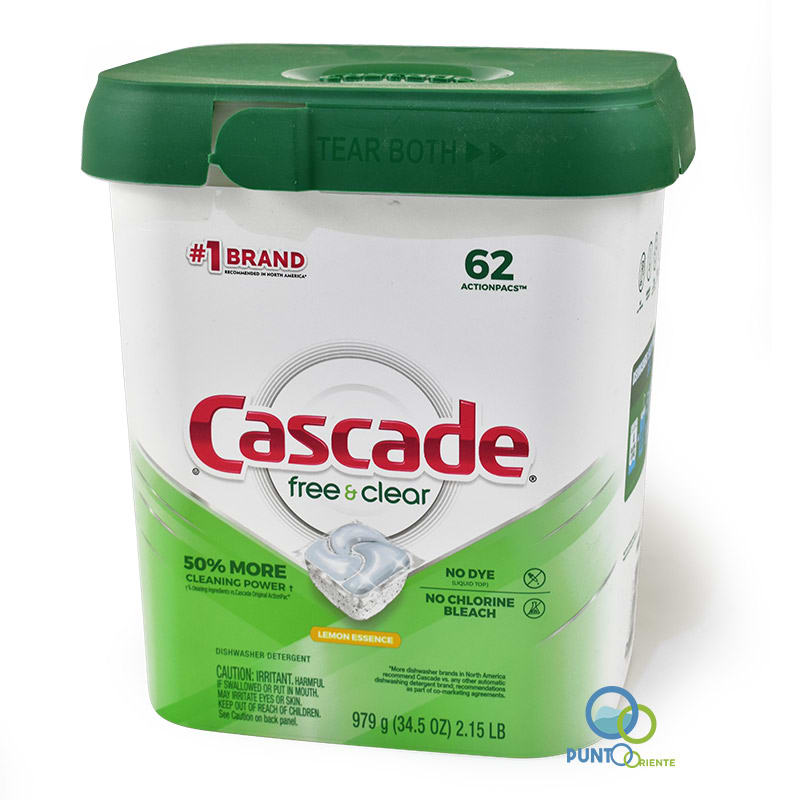 Tabletas Lavavajillas Cascade Free and Clear 62un Punto Oriente