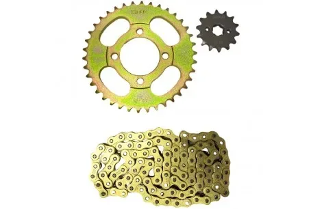 Kit Transmisión Express 100 Motorrad 38D/14D Cadena Dorada SEIPRO Racing3