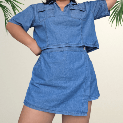 Conjunto Denim Falda Short + Blusa1